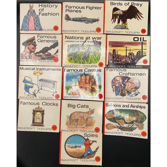 1966-69 Bancroft Tiddlers Books Set of 13 Generals Craftsmen Birds Cats Clocks - Picture 1 of 3